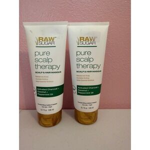Raw Sugar Pure Scalp Therapy Hair Masque Charcoal Coconut Peppermint 6.7oz 2pk